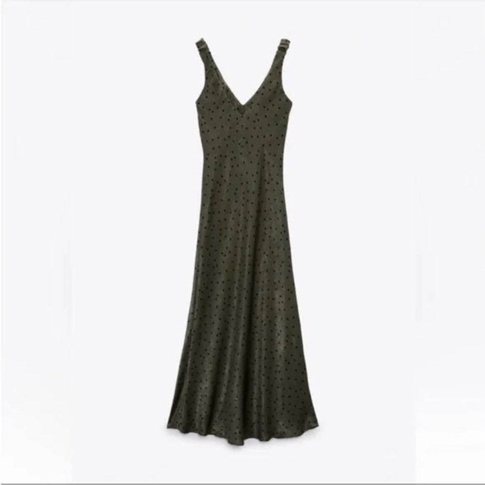 Zara satin polka dot midi dress